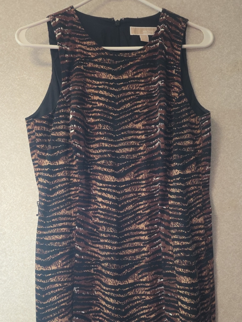 Michael Kors Black & Brown Animal Print Sleeveless Tank Dress